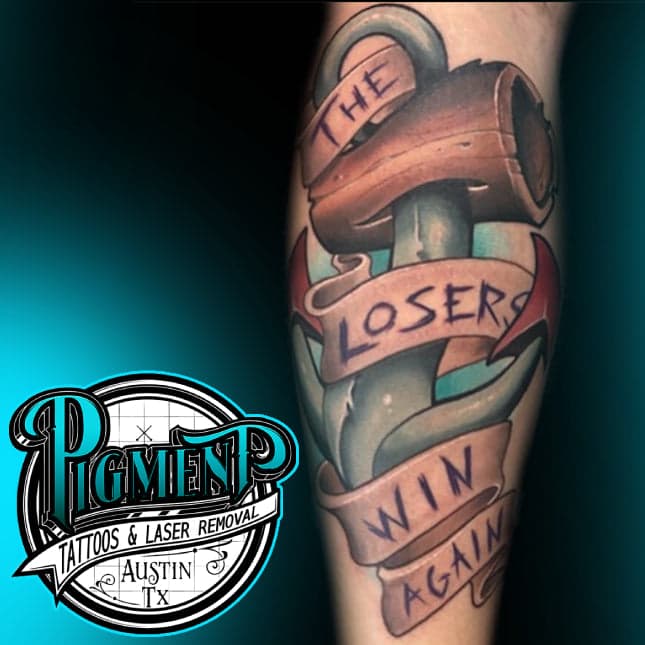New school anchor tattoo by Jeremy Miller at Pigment ATX