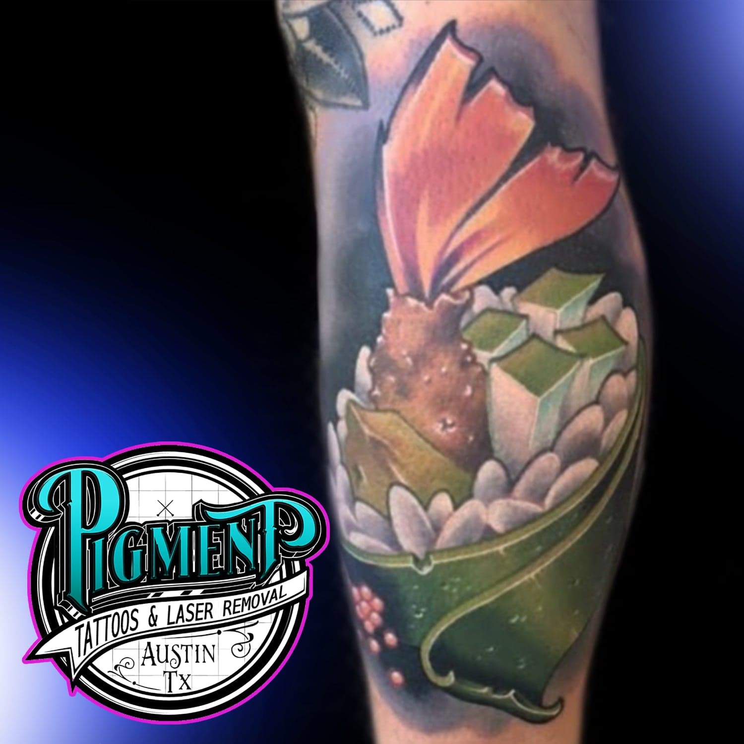 New school sushi tattoo by Jeremy Miller