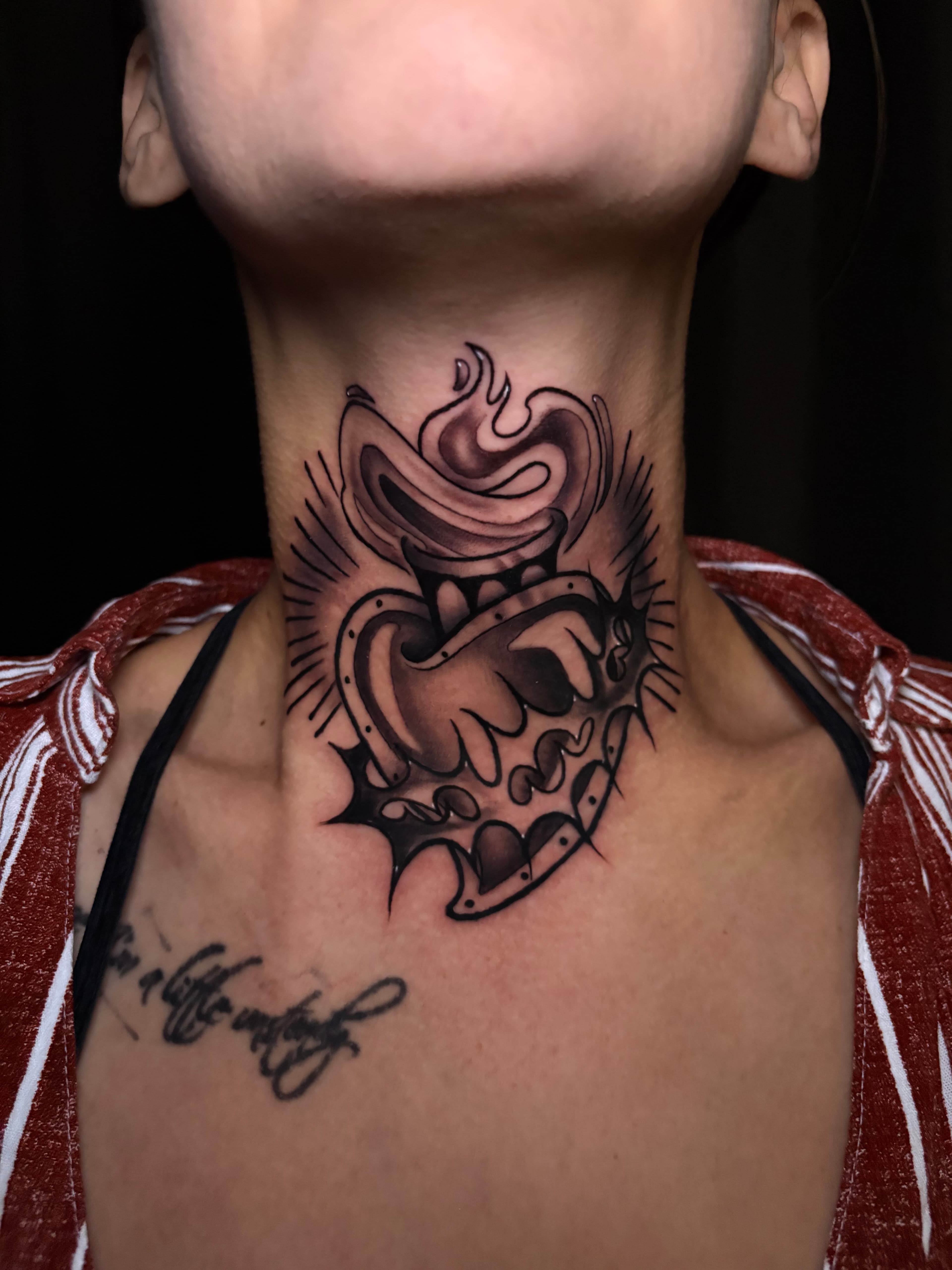 Neo traditional sacred heart tattoo by Tanner Riggs