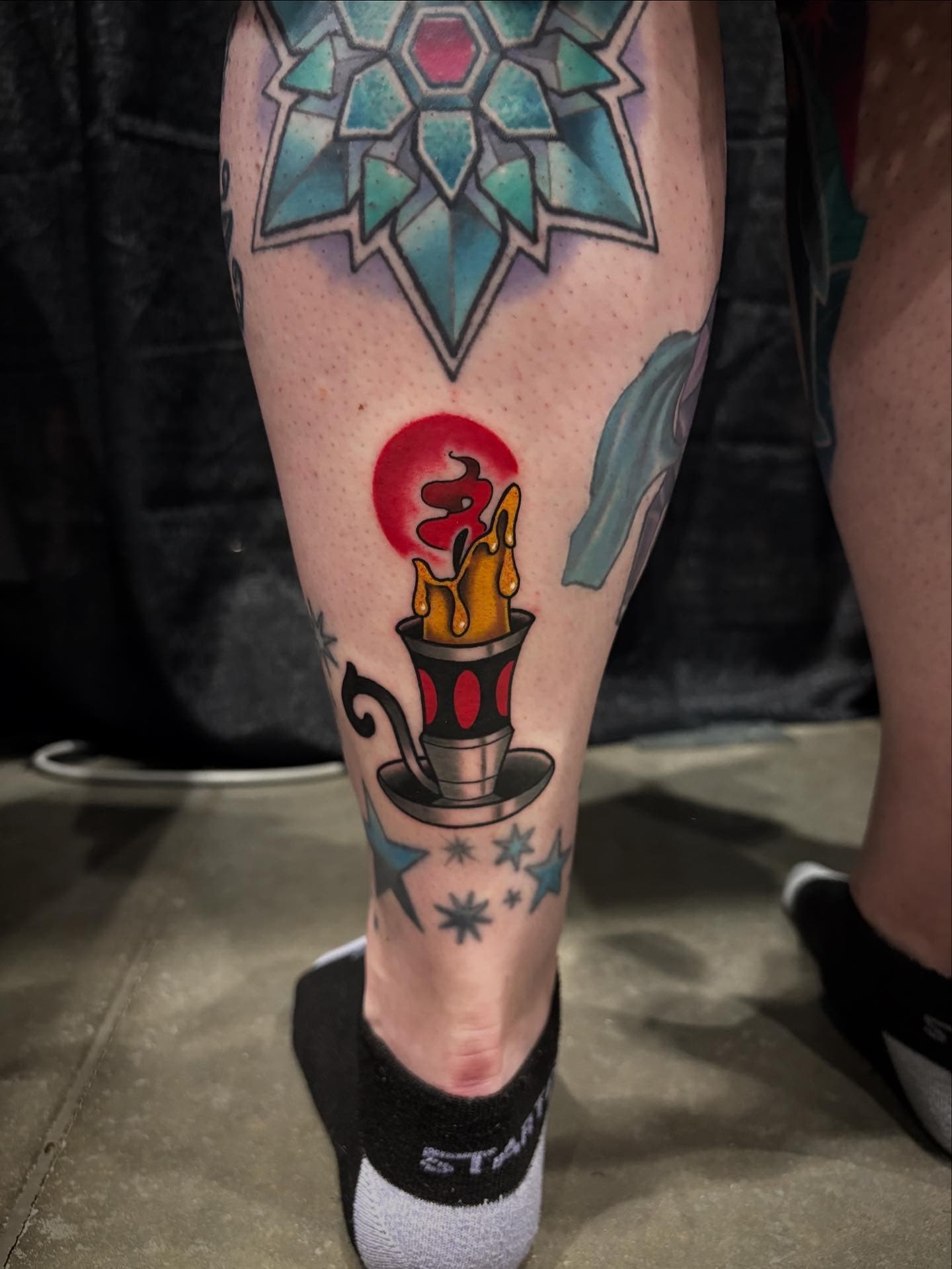 Neo traditional candle tattoo by Tanner Riggs